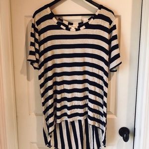 Striped Plus Size Soft Rayon High/Low Hem Top